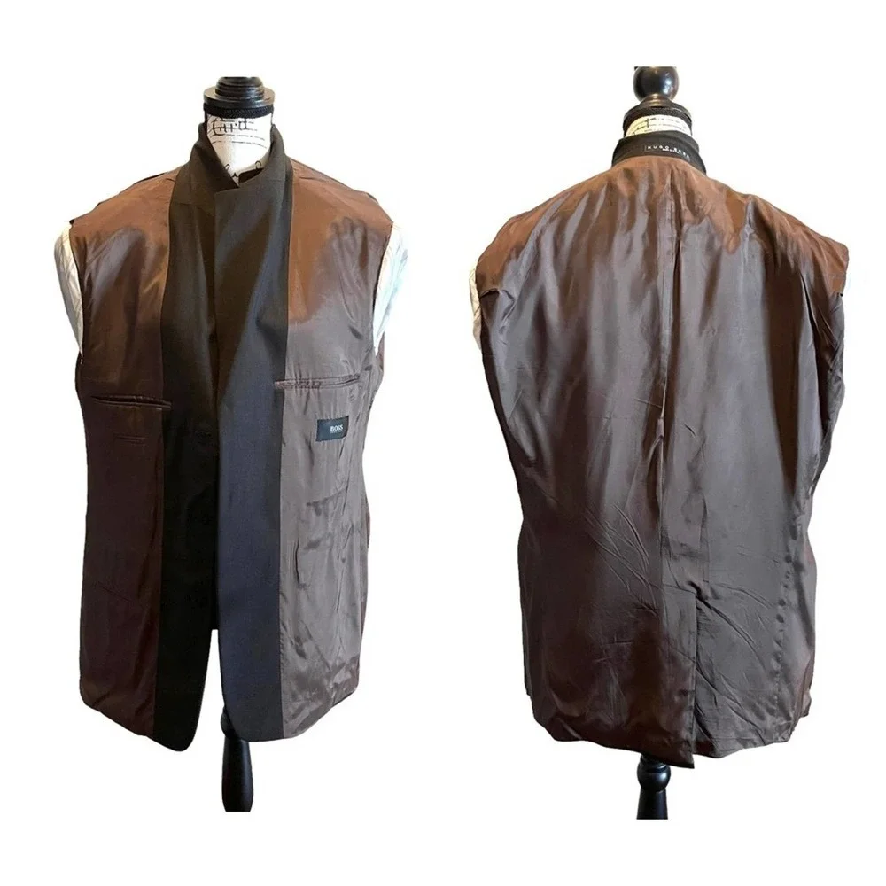 HUGO BOSS Suit Blazer Jacket Brown Size 42R Wool Angelico Lucca Formal USA